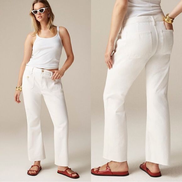 NEW J CREW Sailor mid-rise relaxed demi-boot jean in white - Picture 1 of 9